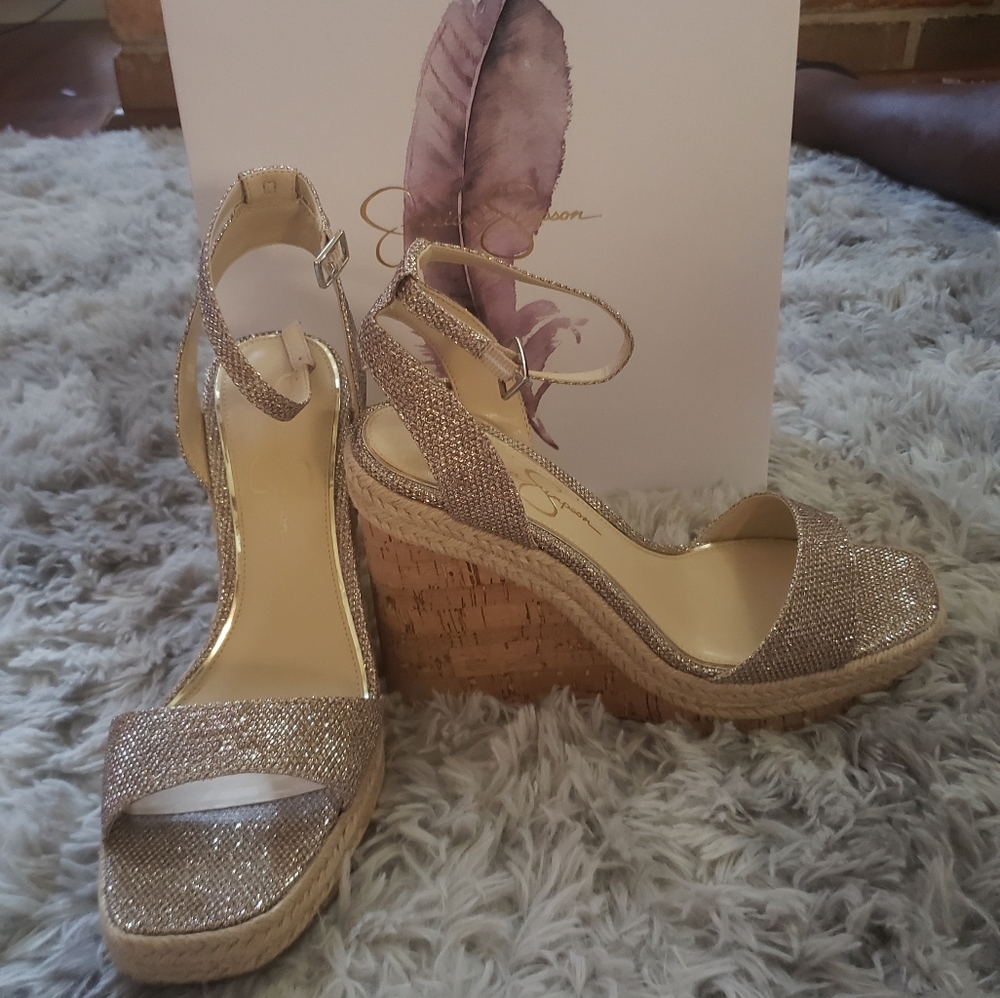 Jessica Simpson wedges, size 9.5, gold
